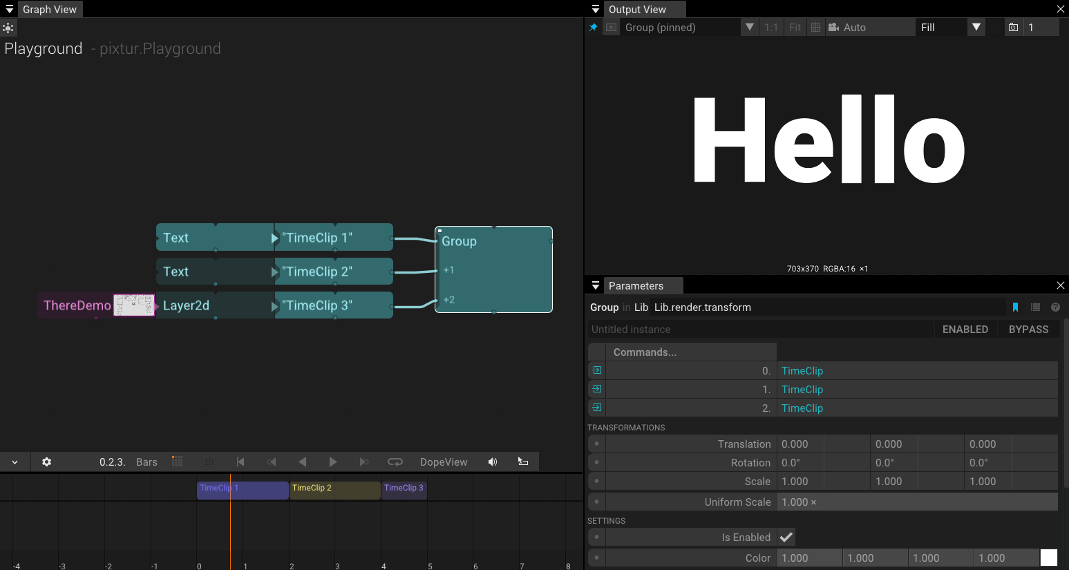 Time clips in a group